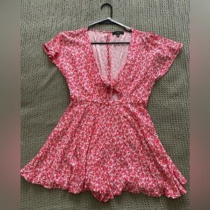 Red and White Patterned Dress